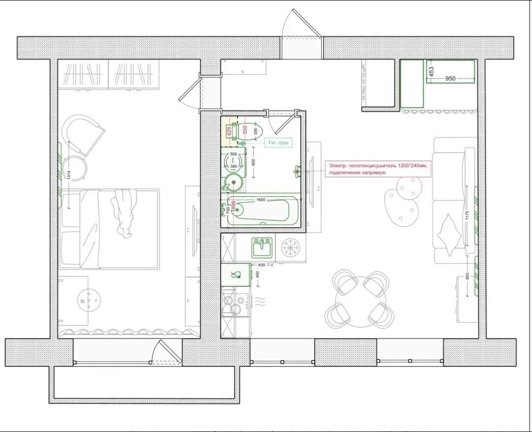 2-комнатная квартира, 44 м² — Павла Левитта улица, 15