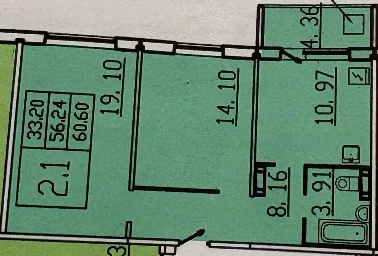 2-комнатная квартира, 56,24 м² — Королева улица, 22к1