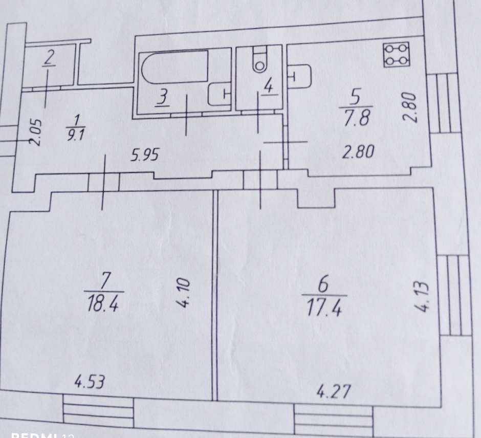 2-комнатная квартира, 58,2 м² — Михайлова улица, 31