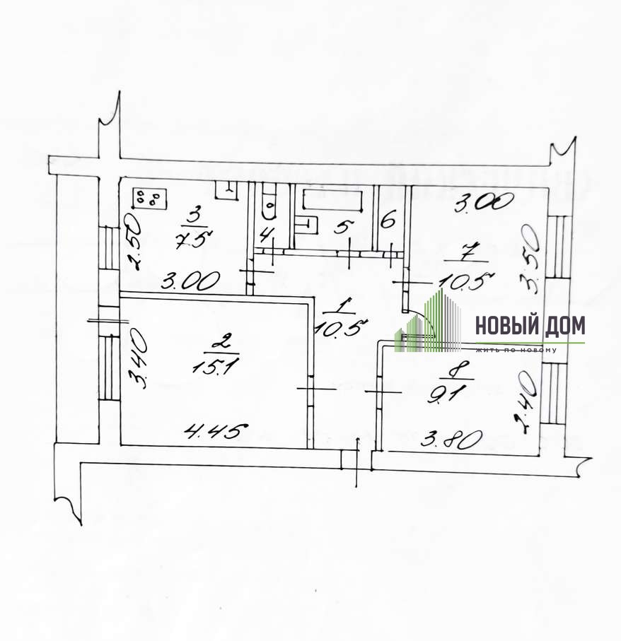 3-комнатная квартира, 58,5 м² — Связи улица, 3
